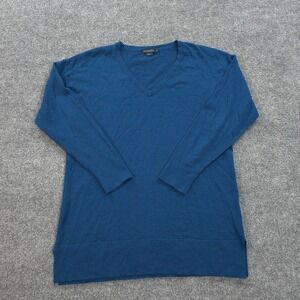 Pendleton Sweater Womens Large Blue Merino Wool V Neck Casual Preppy Career